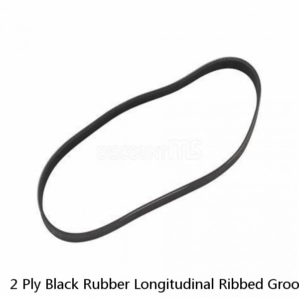 2 Ply Black Rubber Longitudinal Ribbed Grooved Conveyor Belt 6Ft X 30"