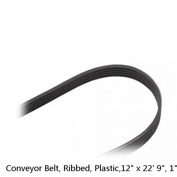 Conveyor Belt, Ribbed, Plastic,12" x 22' 9", 1" Pitch