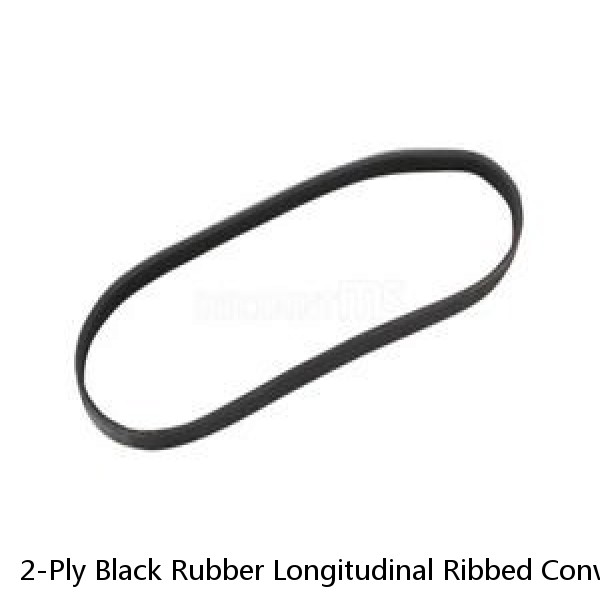 2-Ply Black Rubber Longitudinal Ribbed Conveyor Belt 26" Wide 11' Long